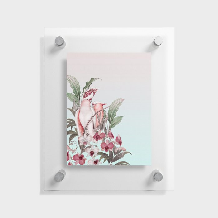 Pastel Pink Tropical Cockatoos Nostalgic Paradise Floating Acrylic Print