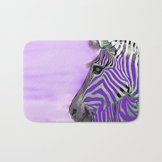Zebra Purple and White Bath Mat