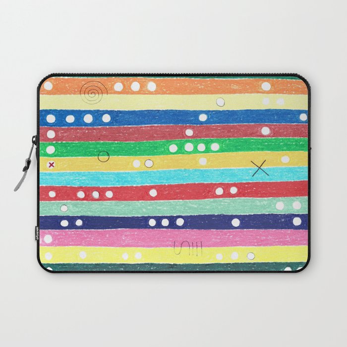Abstract geometric colorful grid colored pencil whimsical original drawing of mysterious stripes. Laptop Sleeve