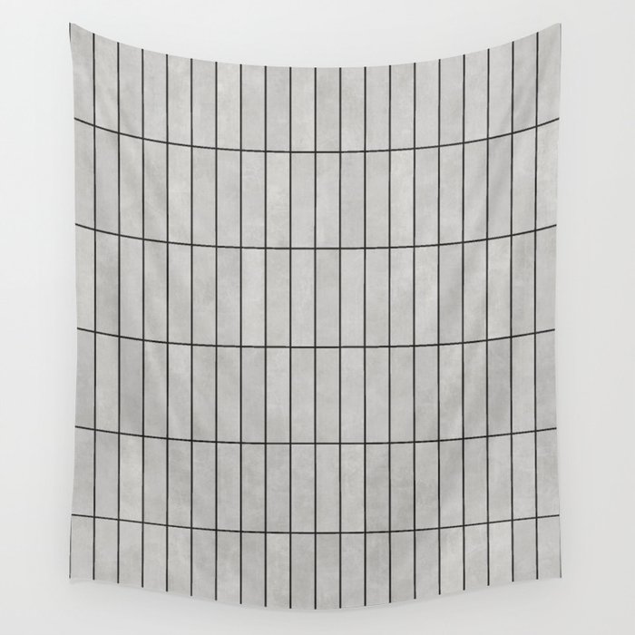 Rectangular Grid Pattern - Grey Wall Tapestry