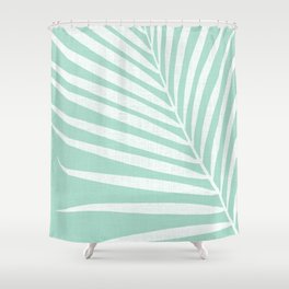 Minimalist Palm Leaf - Mint Green Shower Curtain