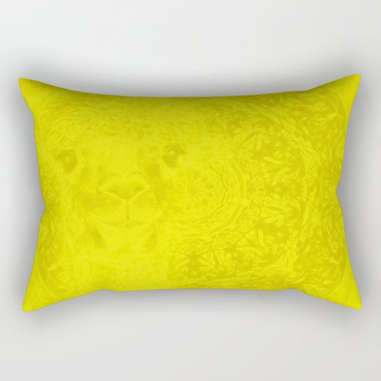 Ghostly buttercup yellow alpaca and mandala Rectangular Pillow