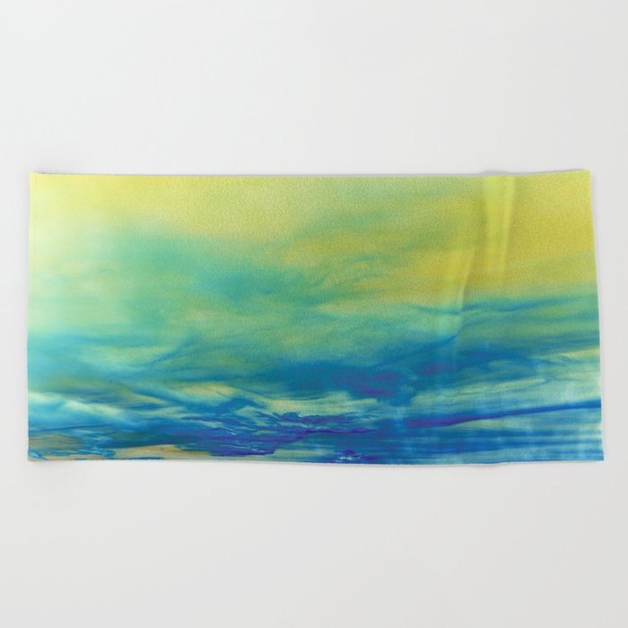 YELLOW & BLUE TOUCHING #1 #abstract #art #society6 Beach Towel