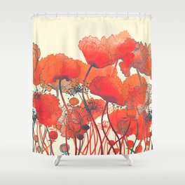 Seamless pattern red poppies Shower Curtain
