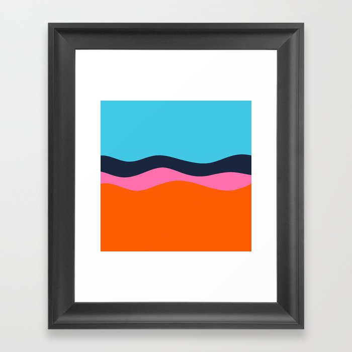 Minimalistic Wave Colorful Art Pattern Design Framed Art Print