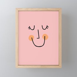 Winky Smiley Face in Pink Framed Mini Art Print