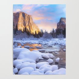 Winter Sunset In Yosemite Valley Poster
