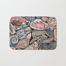 Fossils for history, dinosaur and archaeology lovers Bath Mat | Dinosaurdesign, Forarchaelogists, Archaelogy, Ink, Fossils, Forhistorylovers, Dinosaurlovers, Painting, Watercolor, Fornerds 