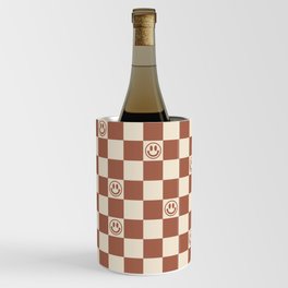 Smiley Face & Checkerboard (Milk Chocolate Colors) Wine Chiller