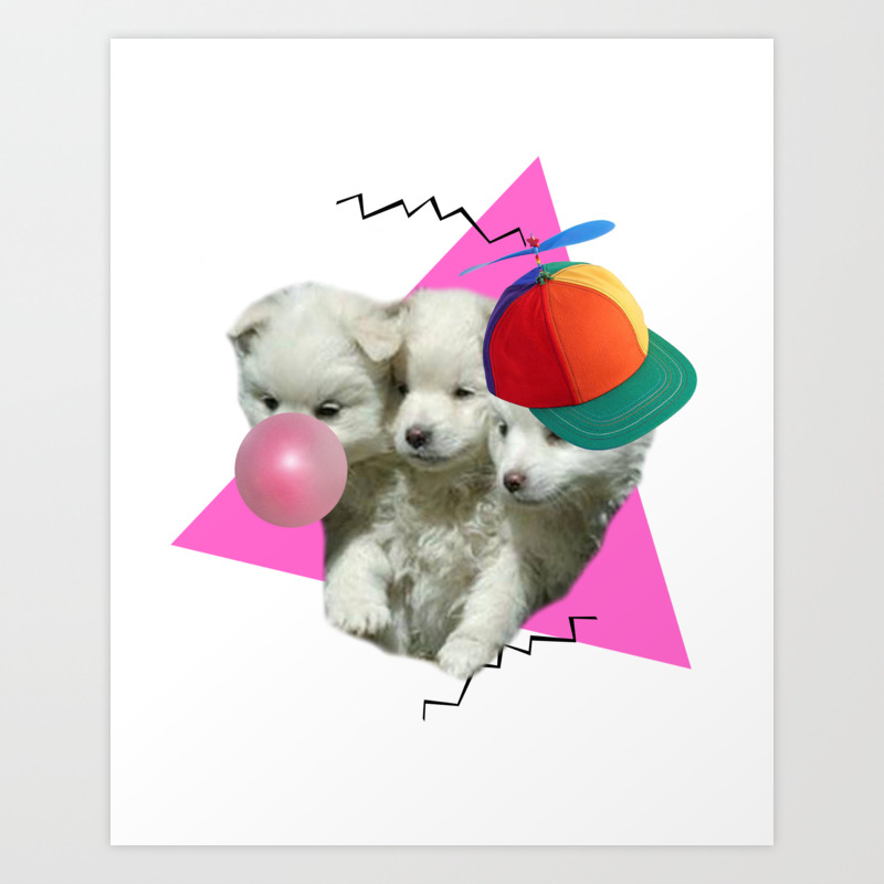Retro Cerberus Puppy Art Print By Ox Pixelpixelpixel Xo Society6