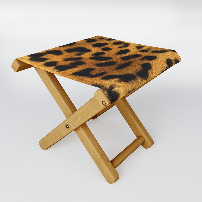 Trendy girly pattern wild safari animal Leopard Print Folding Stool