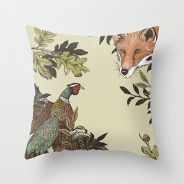 Fox & Pheasant Throw Pillow