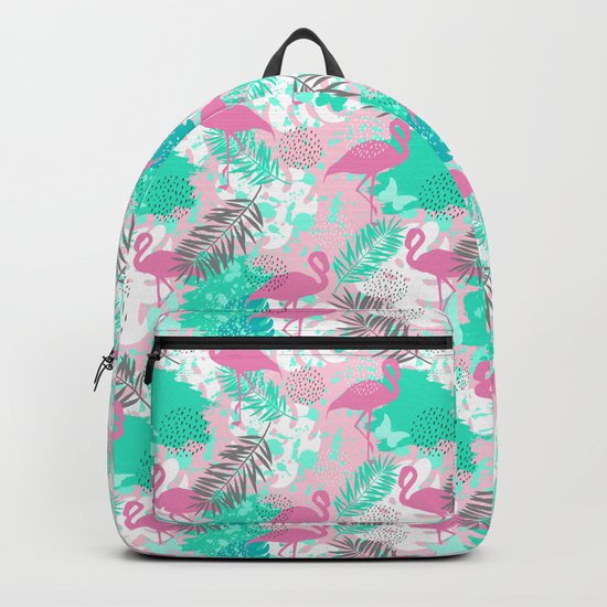 Flamingo. Abstract pattern Backpack