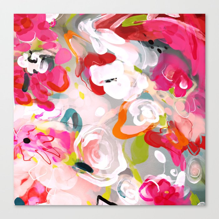 Dream flowers in pink rose floral abstract art Canvas Print