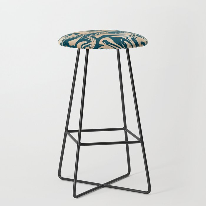 Teal and Copper Gold Marbled Bar Stool