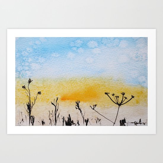 Summer sunrise in watercolor Art Print