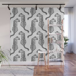 CHEETAHS, black and white pattern Wall Mural