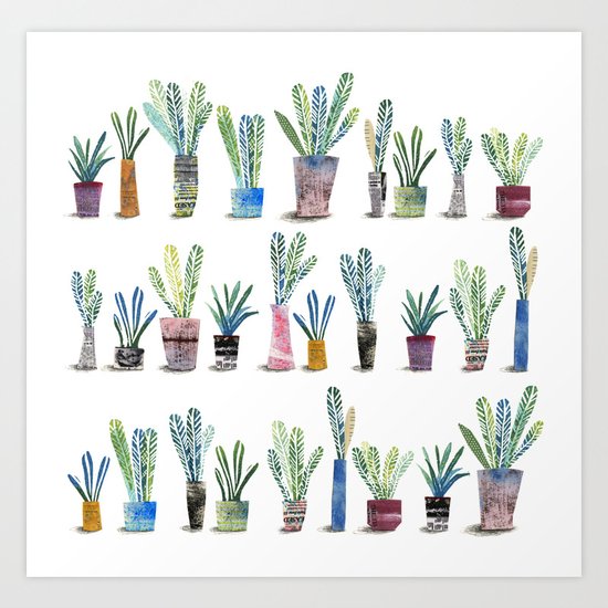 Plants in pots Art Print