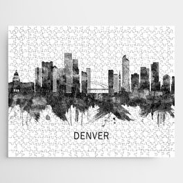 Denver Colorado Skyline BW Jigsaw Puzzle