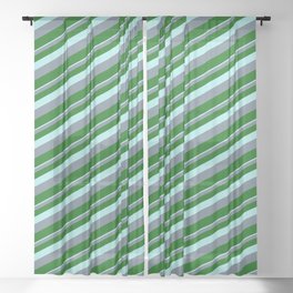 [ Thumbnail: Turquoise, Slate Gray, and Dark Green Colored Striped Pattern Sheer Curtain ]