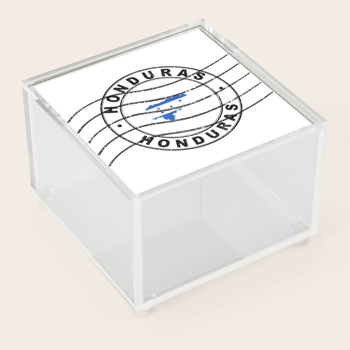 Map of Honduras, Postal Passport Stamp, Travel Stamp Acrylic Box by