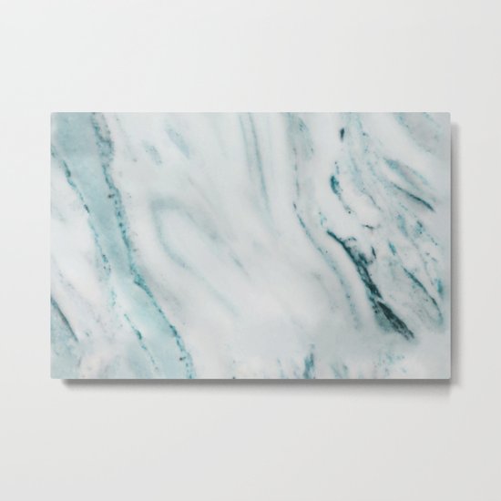 Teal Streaked Marble Metal Print