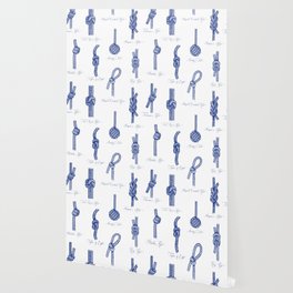 Nautical Knots (White and Navy) Wallpaper
