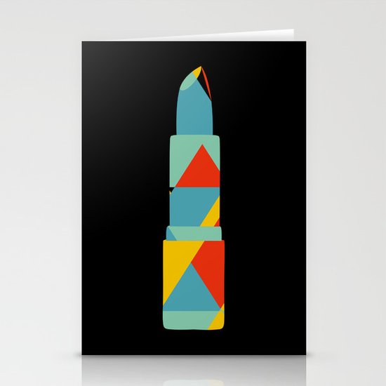 Lipstick Hues on Black Stationery Cards
