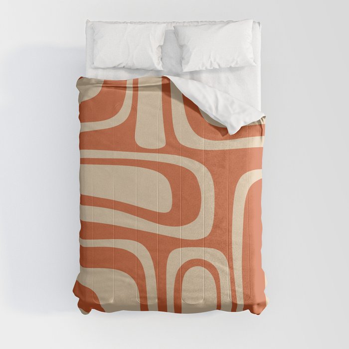Palm Springs - Midcentury Modern Retro Pattern in Mid Mod Beige and Burnt Orange Comforter