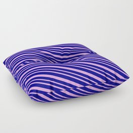 [ Thumbnail: Blue & Plum Colored Striped Pattern Floor Pillow ]