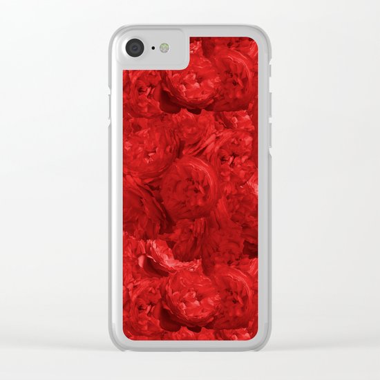 Bed of fire red roses - Rose floral Flowers pattern Clear iPhone Case