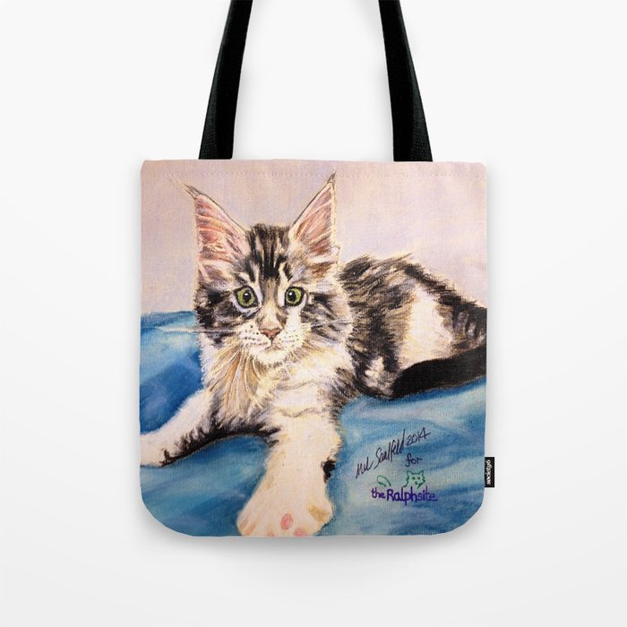 Original Pet Animals Artwork Non Profit Maine Coon Kitten Cat Pastel Tote Bag By Theralphsite