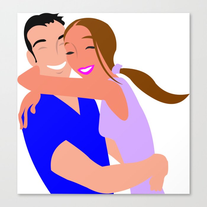  Couple Hug Happy Embrace Hugging Smile Girl Canvas Print