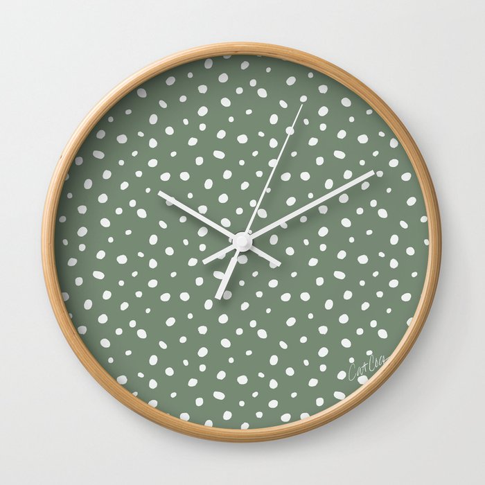 Hand-Drawn Dots – Sage Wall Clock