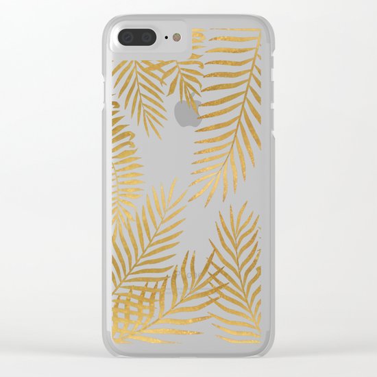 Gold palm leaves Clear iPhone Case
