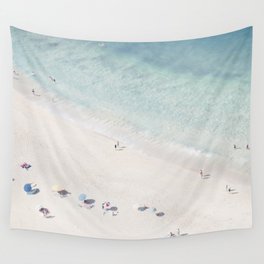 Summer Seaside Beach Print - Aerial Ocean Crowded Beach Sea photography by Ingrid Beddoes Wall Tapestry