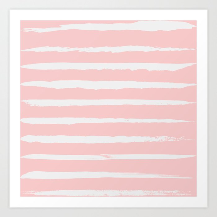 Irregular Hand Painted Stripes Pink Art Print