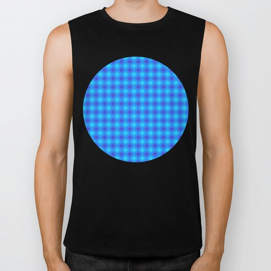 Dark Blue Cubes - Geometric Work Biker Tank