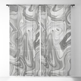 Marble Gray White Pattern Smoke Swirl Design Sheer Curtain