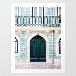 The green door | Lisbon Portugal architecture | Fine art travel photography print Art Print