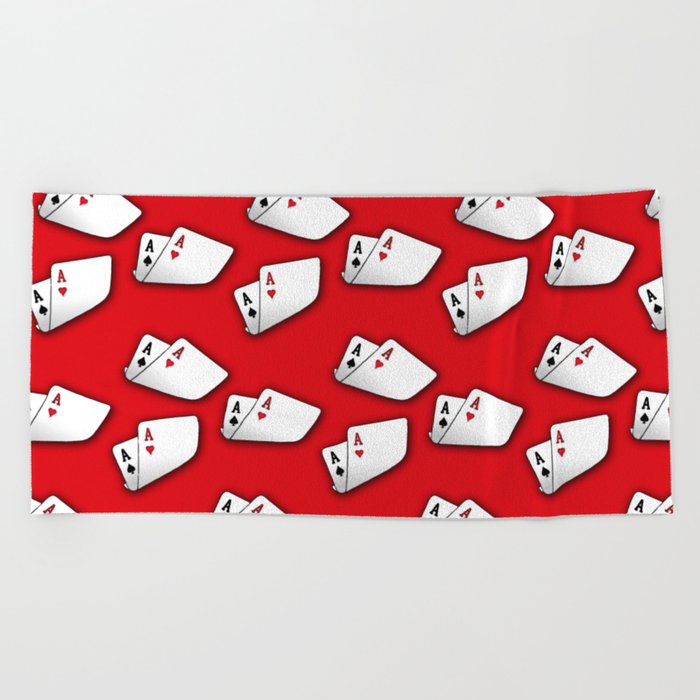 Playing Cards on Red Beach Towel