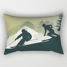 Winter Sport • Best Skiing Design Ever • Green Background Rectangular Pillow