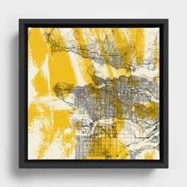 Vancouver City Map - Canada - Artistic Framed Canvas