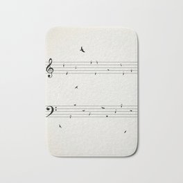 Music Score with Birds Bath Mat | Sheet, Delicate, Musicscores, Simple, Birds, Graphicdesign, Unique, Modern, Musicalnote, Original 