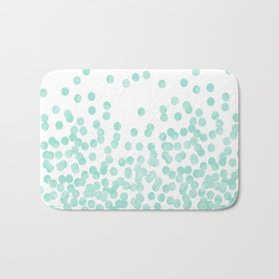 Scattered Glitter Dots in mint, green, pistachio, cool girly cute colors for trendy cell phone case Bath Mat