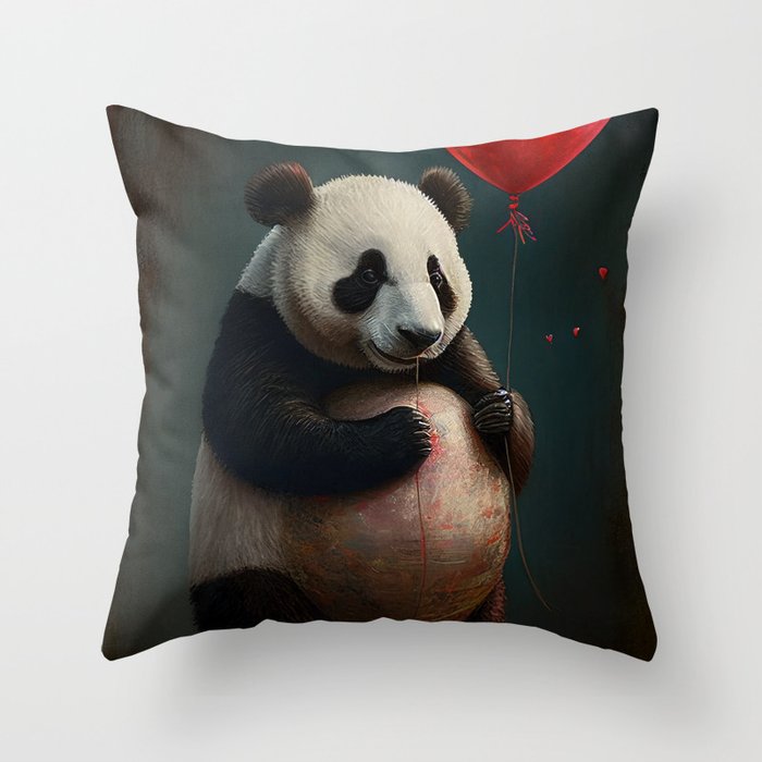 Panda - Be My Valentine - Animals In Love Artwork Throw Pillow