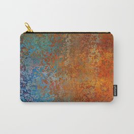 Vintage Rust, Copper and Blue Carry-All Pouch | Vintage, Terracotta, Colorful, Nature, Boho, Marble, Pattern, Industrial, Retro, Rust 
