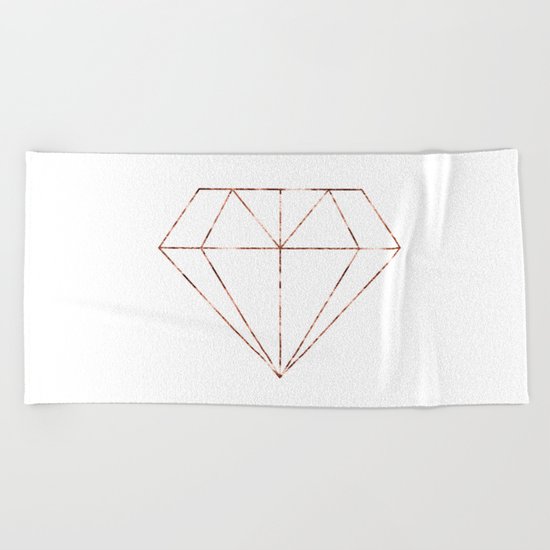 Rose gold foil diamond Beach Towel