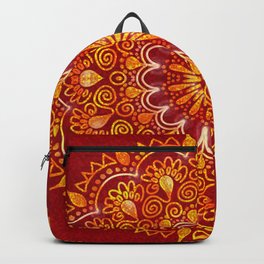 Warm Cinnamon Red Mandala with Golden Glow  Backpack