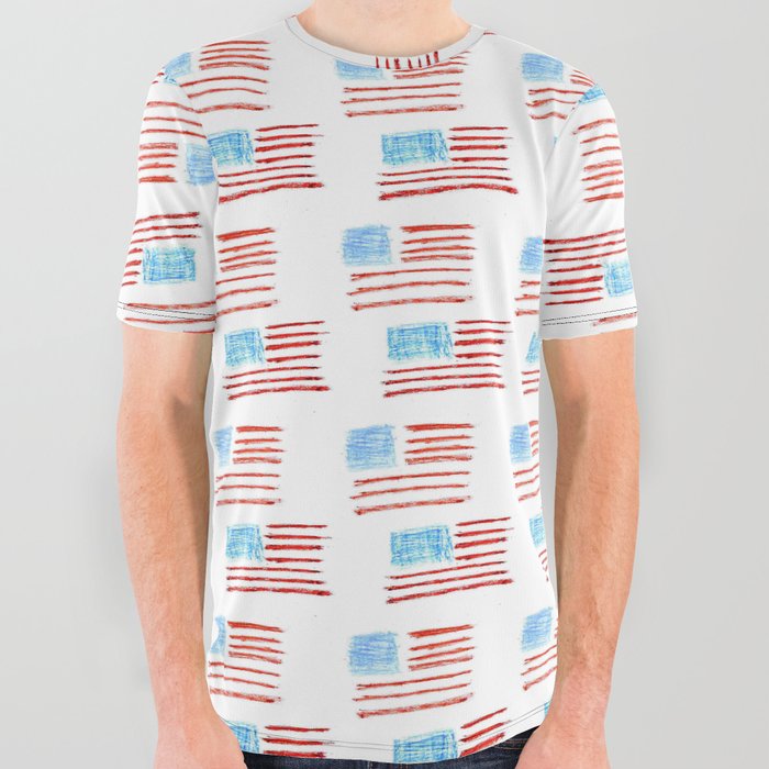 Flag of Usa 4 Chalk version- america,us,united states,american,spangled,star and strip All Over Graphic Tee